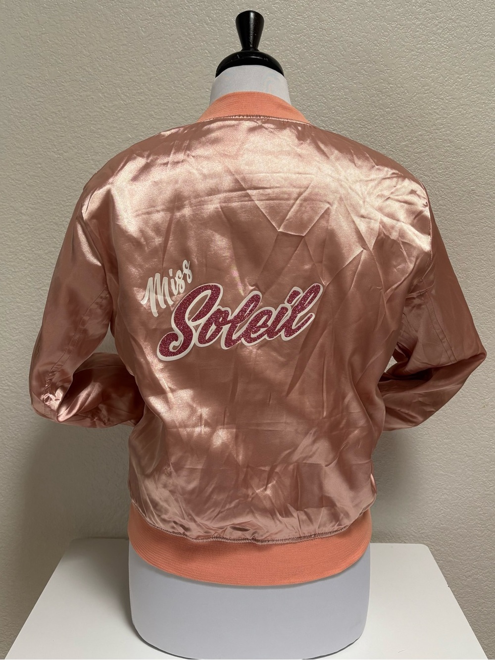 Miss Soleil Pink Satin Bomber Jacket